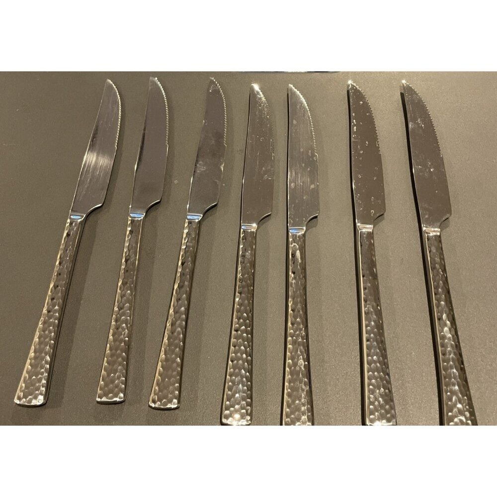 Tomodachi Hampton 18/10 Ella‎ Stainless Steel Hammered Set Of 7 Steak Knifes